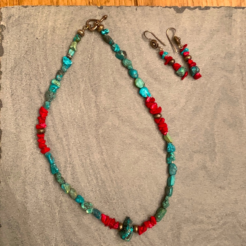 Q Miller necklace and earrings; Abalone & Amethyst